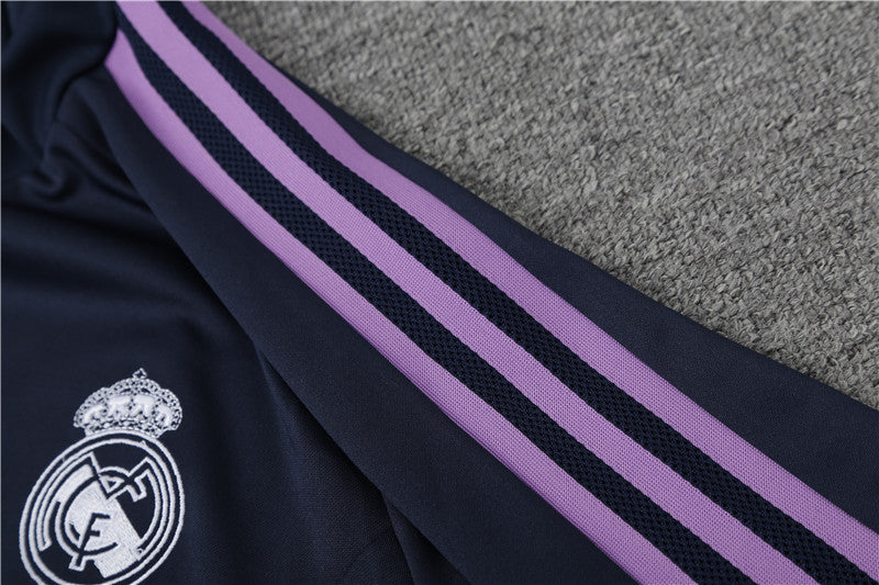 Real Madrid Royal Blue High Collar Style Tracksuit