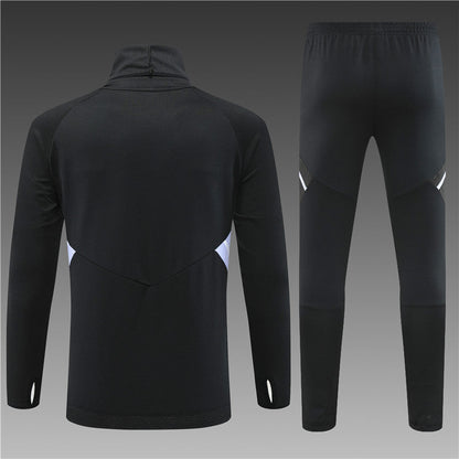 Real Madrid Black High Collar Style Tracksuit