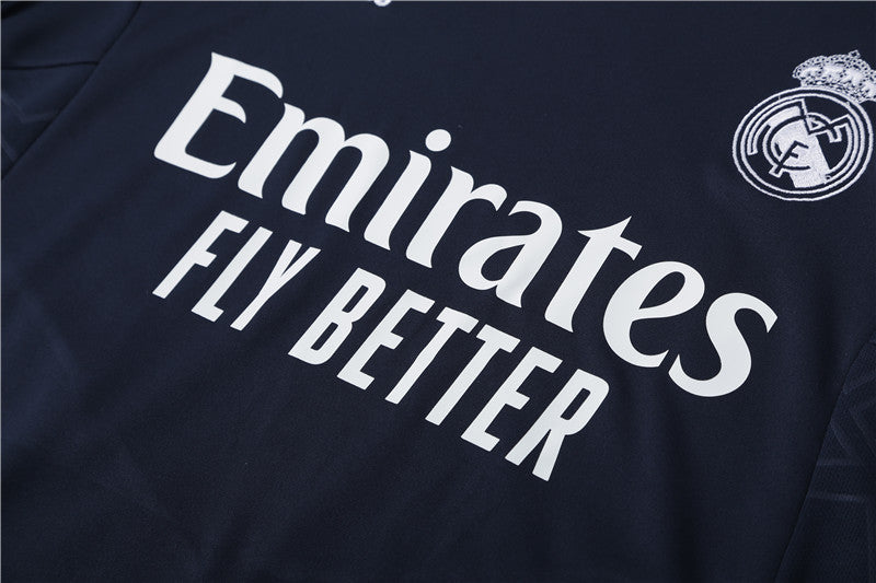 Real Madrid Royal Blue High Collar Style Tracksuit