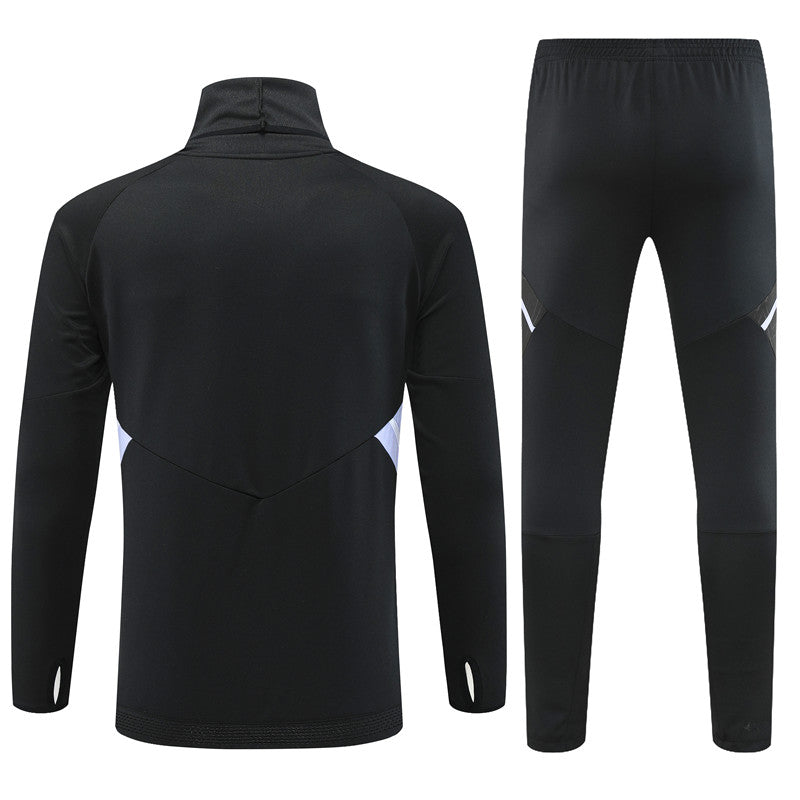 Real Madrid Black High Collar Style Tracksuit