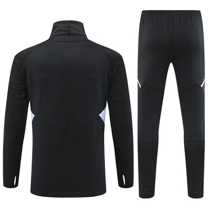 Real Madrid Black High Collar Style Tracksuit