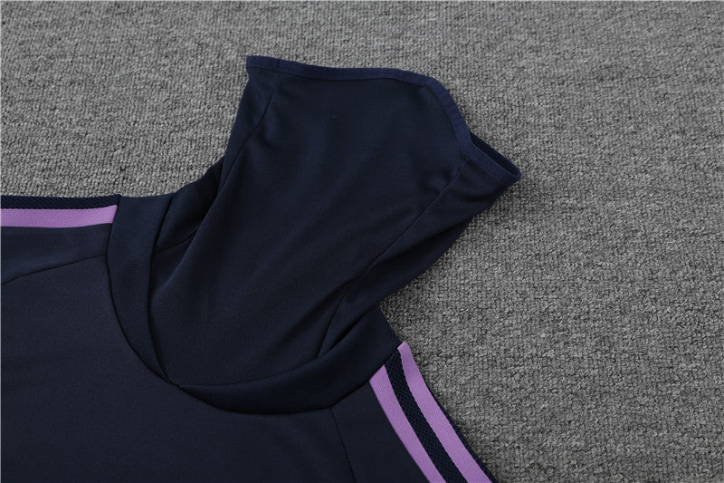 Real Madrid Royal Blue High Collar Style Tracksuit