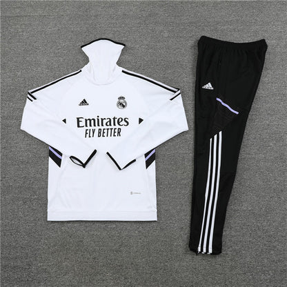 Real Madrid White High Collar Tracksuit