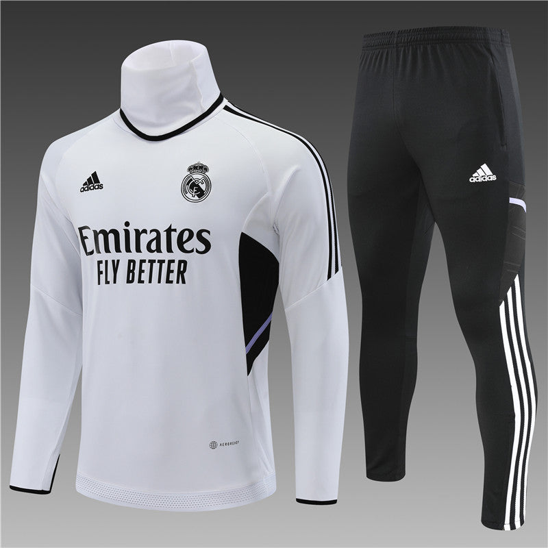 Real Madrid White High Collar Tracksuit