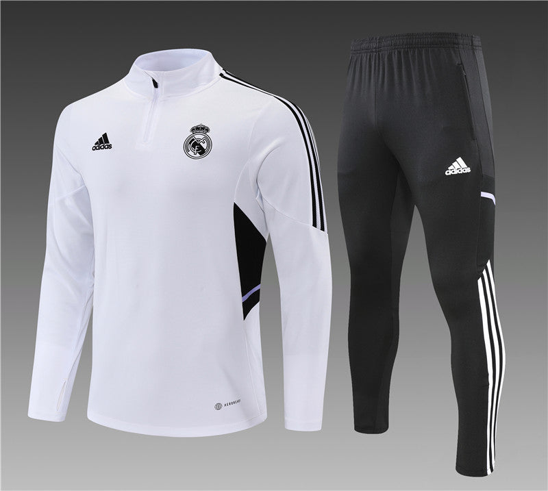 Real Madrid White With Black Tracksuit