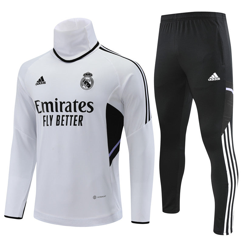 Real Madrid White High Collar Tracksuit