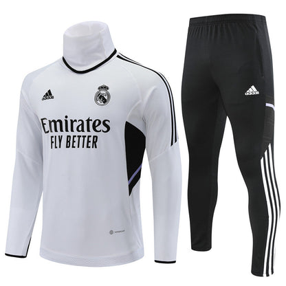 Real Madrid White High Collar Tracksuit
