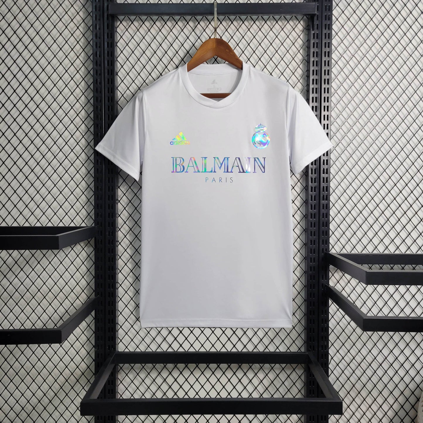 White Real Madrid x Balmain Collab Special Edition Reflective Jersey
