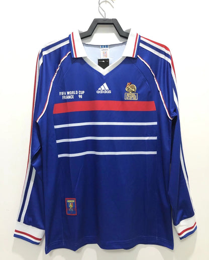 98 France Home Long Sleeve Retro Jersey