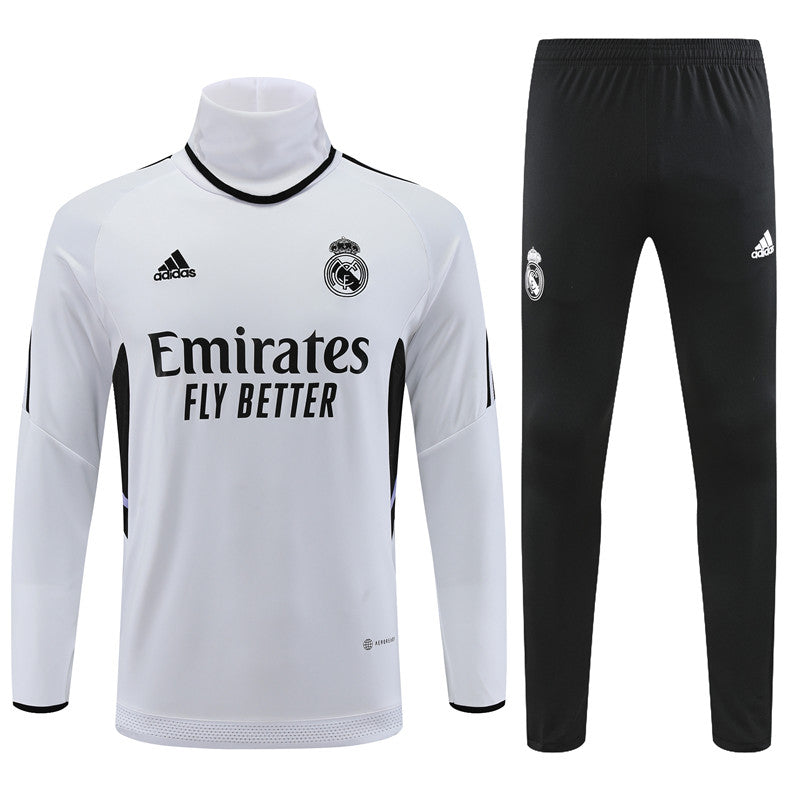 Real Madrid White High Collar Tracksuit