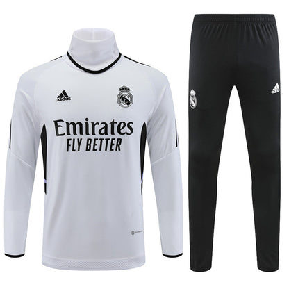 Real Madrid White High Collar Tracksuit