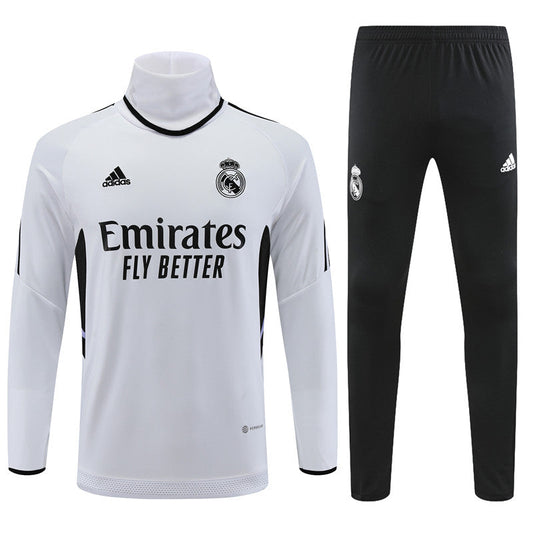 Real Madrid White High Collar Tracksuit