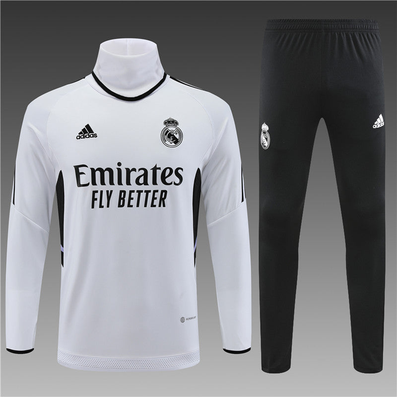 Real Madrid White High Collar Tracksuit