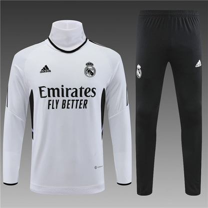 Real Madrid White High Collar Tracksuit