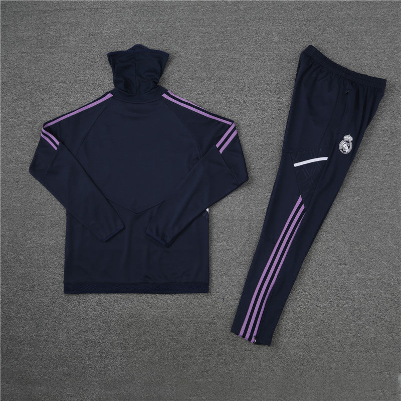Real Madrid Royal Blue High Collar Style Tracksuit