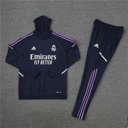 Real Madrid Royal Blue High Collar Style Tracksuit