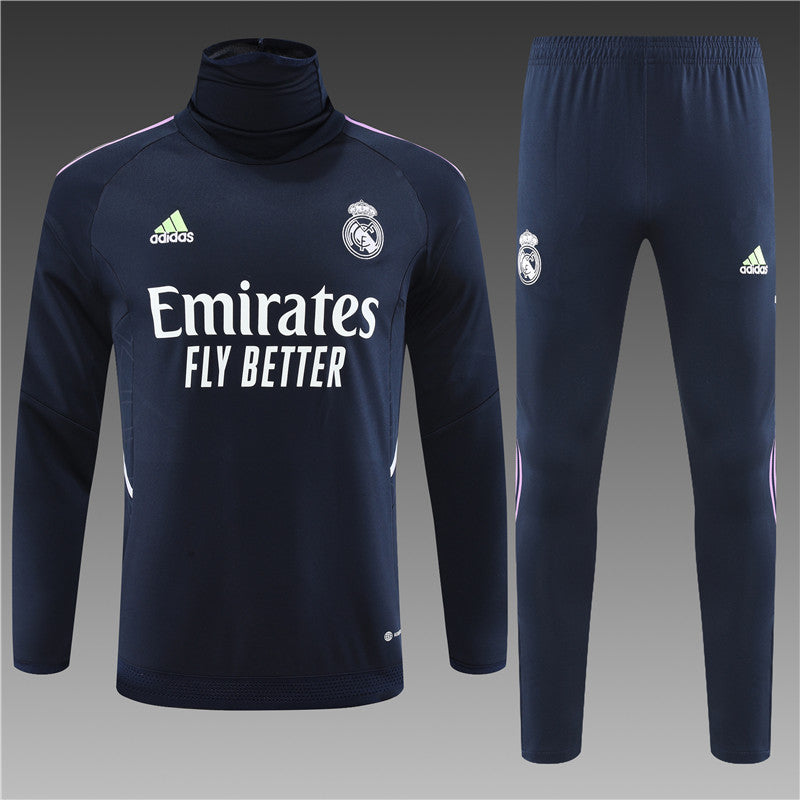 Real Madrid Royal Blue High Collar Style Tracksuit
