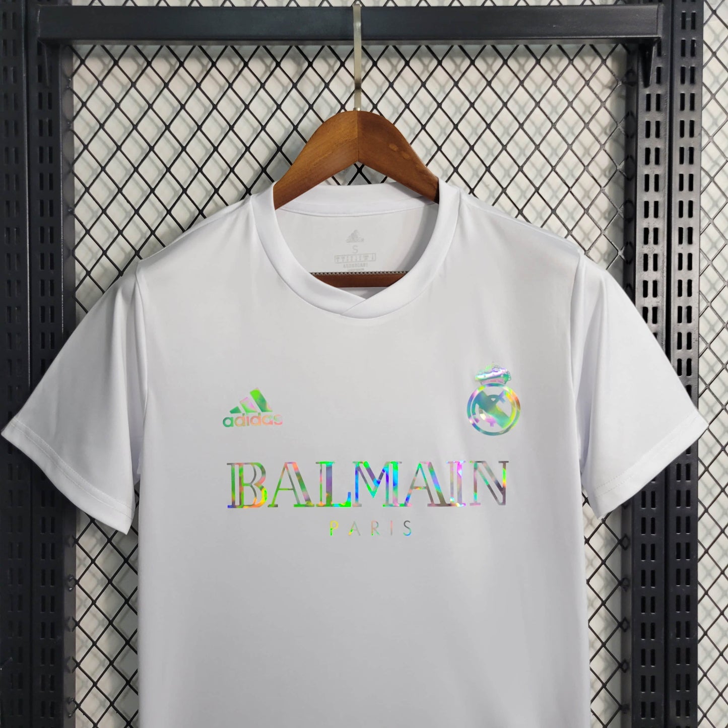 White Real Madrid x Balmain Collab Special Edition Reflective Jersey