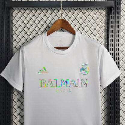 White Real Madrid x Balmain Collab Special Edition Reflective Jersey