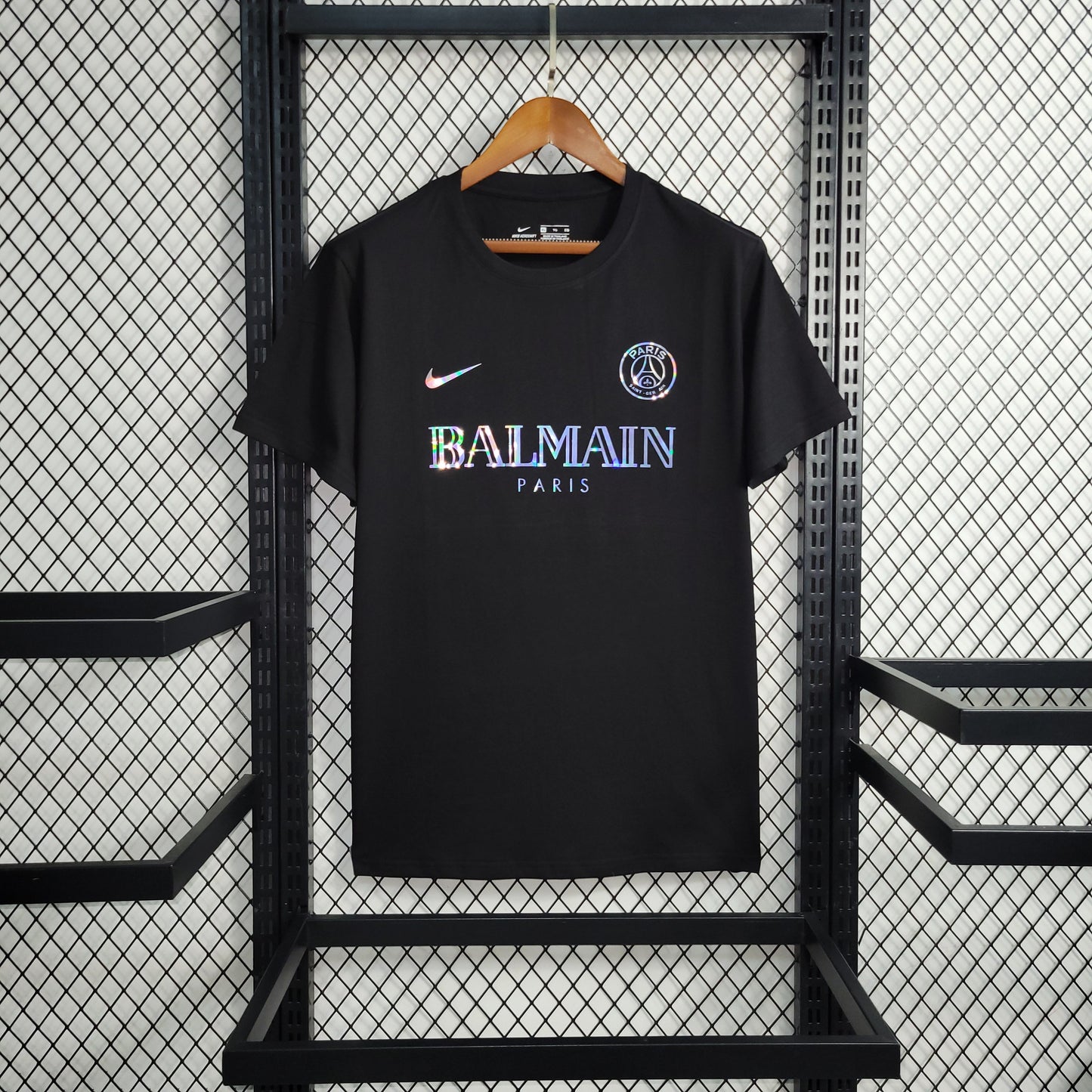 Black PSG x Balmain Collab Concept Special Edition Reflective Jersey
