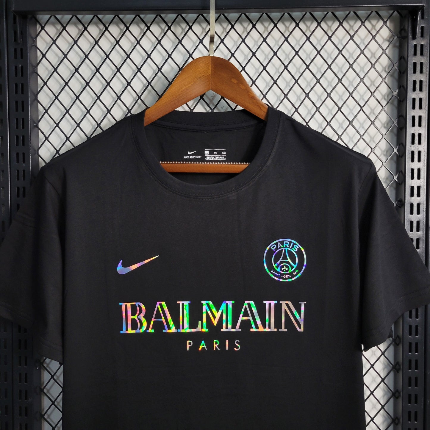 Black PSG x Balmain Collab Concept Special Edition Reflective Jersey