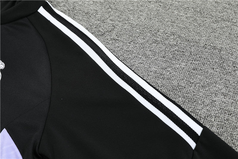 Real Madrid Black High Collar Style Tracksuit