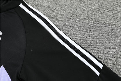 Real Madrid Black High Collar Style Tracksuit