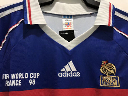 98 France Home Long Sleeve Retro Jersey