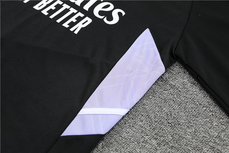Real Madrid Black High Collar Style Tracksuit