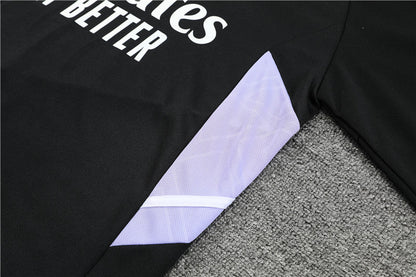 Real Madrid Black High Collar Style Tracksuit