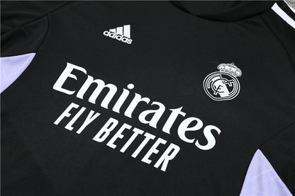 Real Madrid Black High Collar Style Tracksuit
