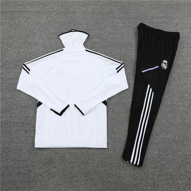 Real Madrid White High Collar Tracksuit